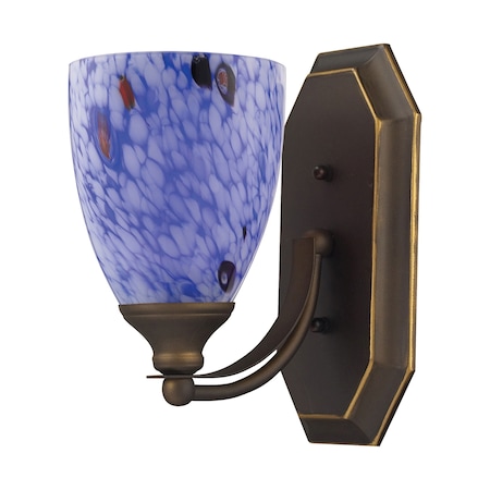 Vanity 1-Light Wall Lamp in Aged Bronze with Starburst Blue Glass -  ELK LIGHTING, 570-1B-BL